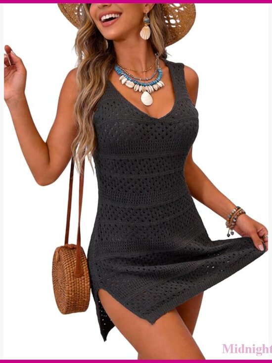 Other - Crochet Beach Cover Up Dress V Neck Sleeveless Summer Swimwear